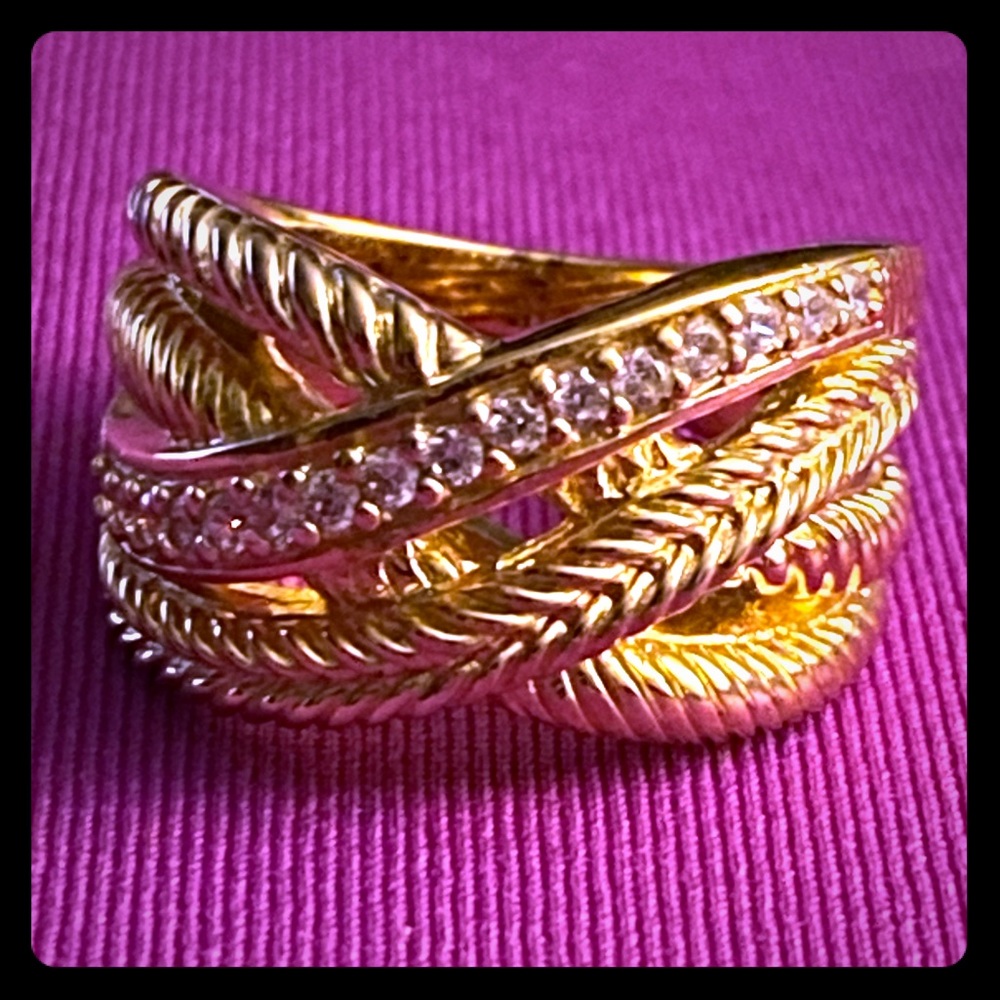 14 K Clad over Sterling Silver, Diamonique Ring